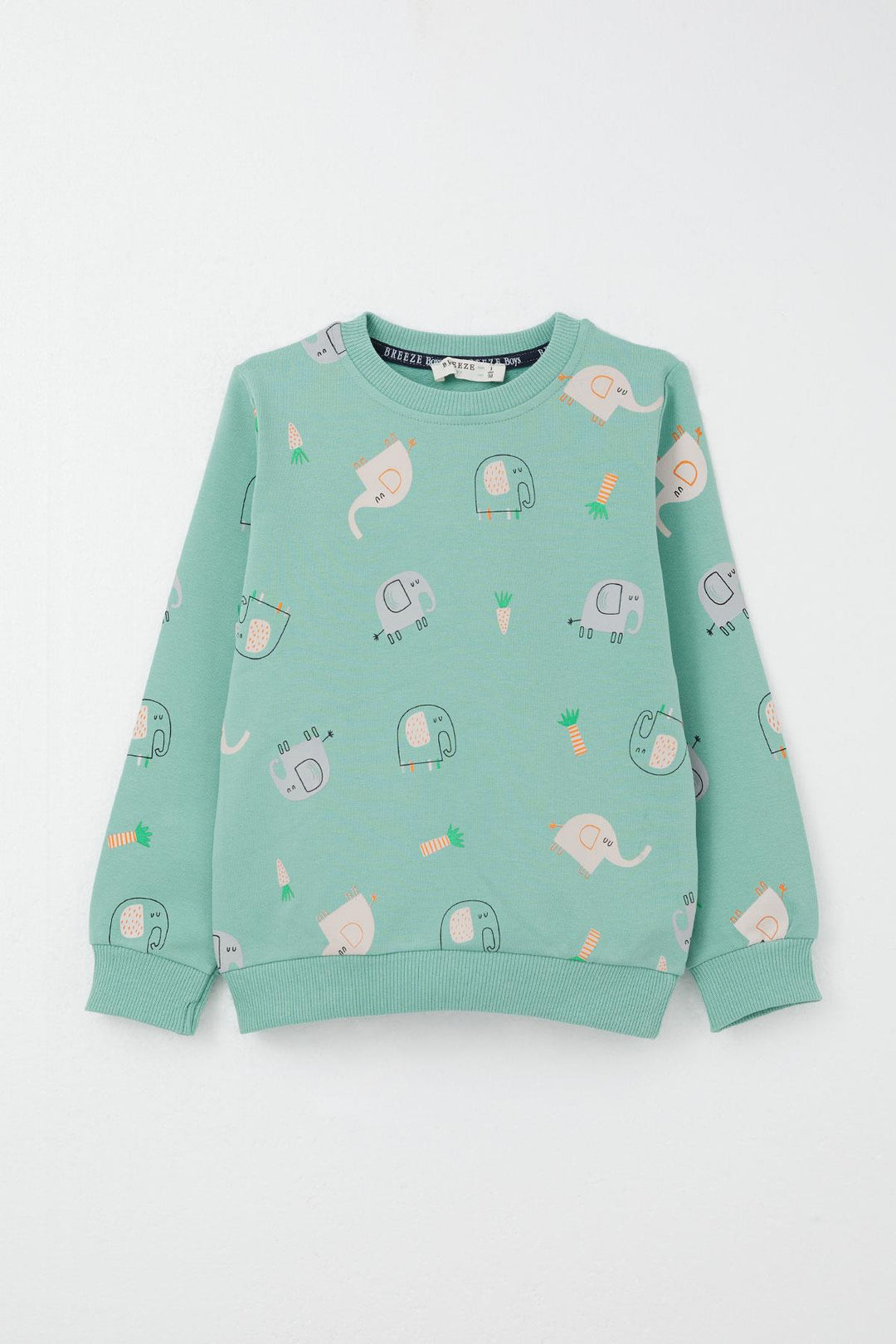 BRE Breeze Boys' Sweat Suit Cute Elephant Patterned 1-4 Years, Water Green - Monclova