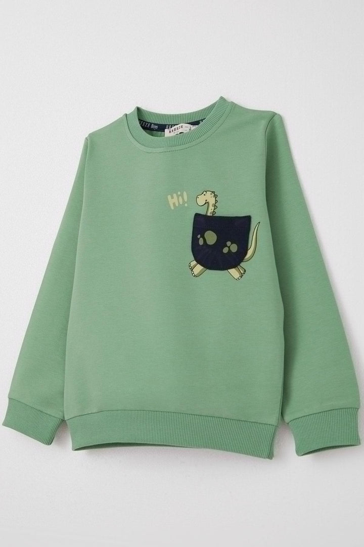 BRE Breeze Boys' Tracksuit Cute Dinosaur Printed 1-4 Years, Mint Green - Oldham