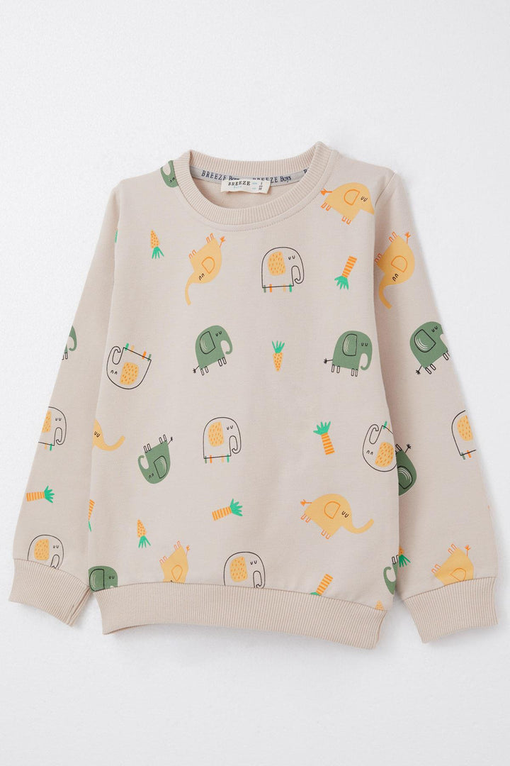 BRE Breeze Boys' Tracksuit Cute Elephant Patterned 1-4 Years, Beige - Zaragoza