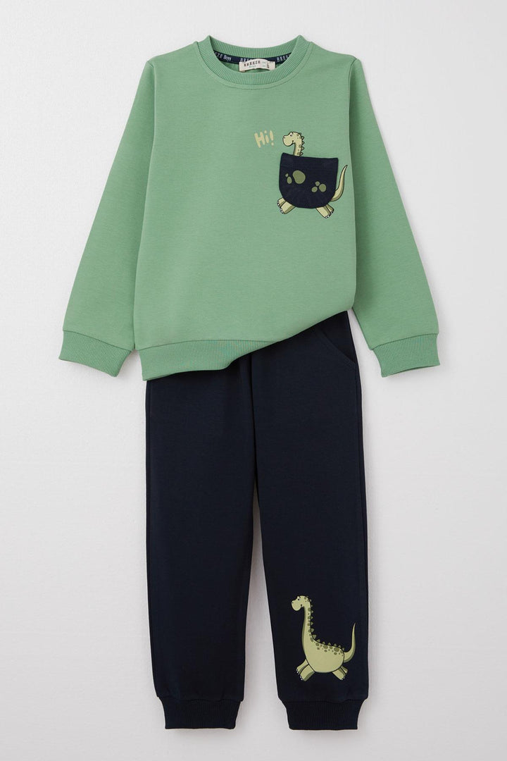 BRE Breeze Boys' Tracksuit Cute Dinosaur Printed 1-4 Years, Mint Green - Oldham