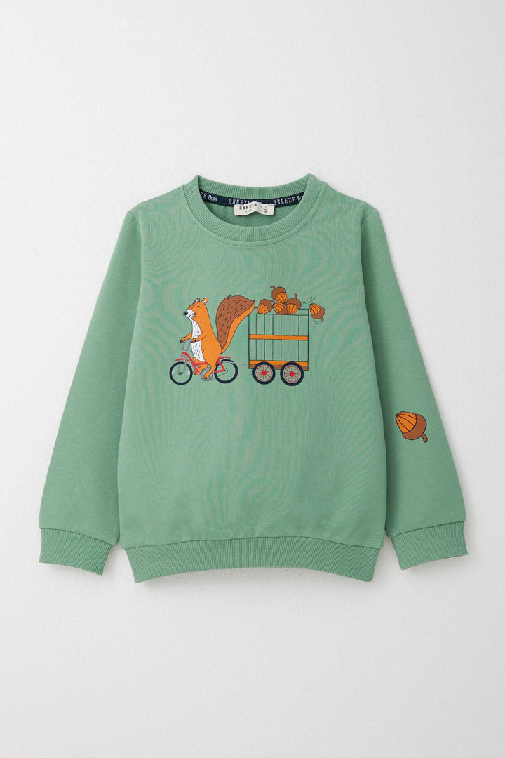 BRE Breeze Boys' Sweat Suit Cute Squirrel & Acorn Print 1-4 Years, Mint Green - Córdoba