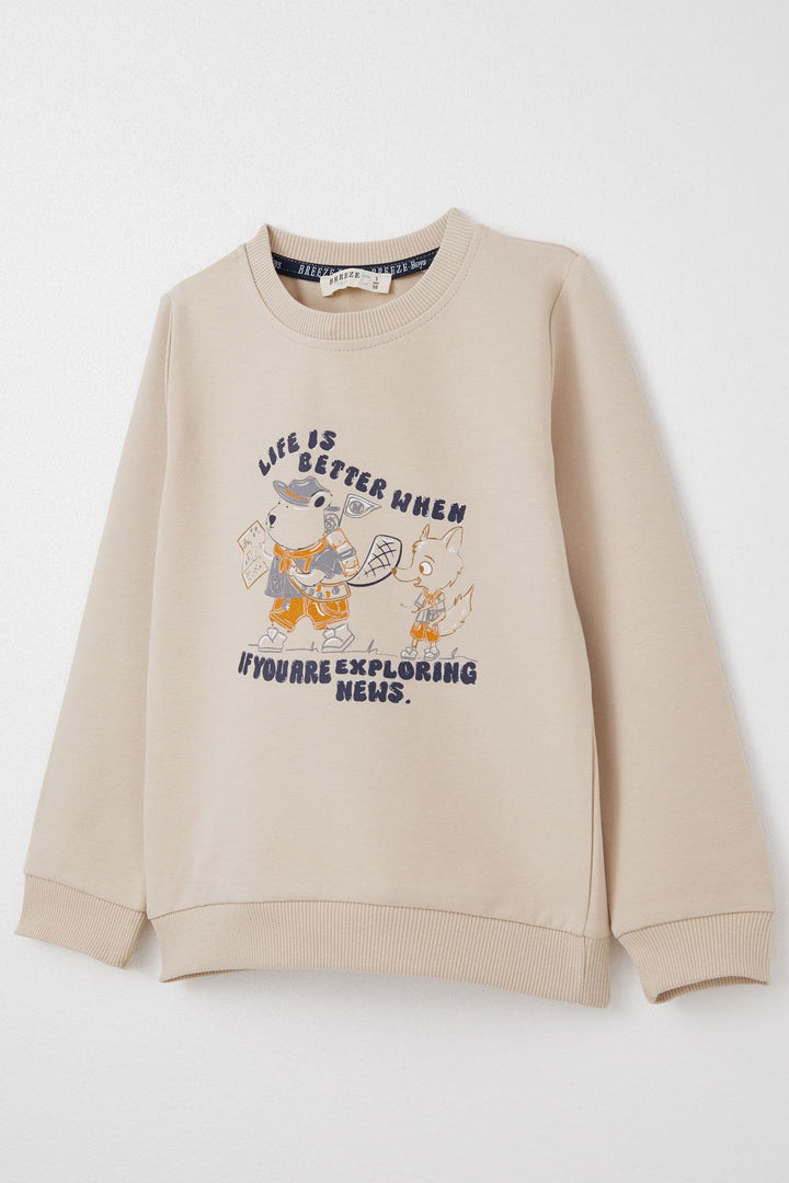 BRE Breeze Boys' Sweat Suit Cute Scout Animals 1-4 Years, Beige - Acaxochitlán