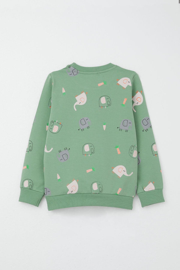 BRE Breeze Boys' Tracksuit Cute Elephant Patterned 1-4 Years, Mint Green - Norwich