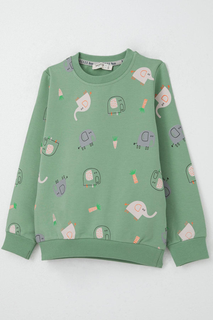 BRE Breeze Boys' Tracksuit Cute Elephant Patterned 1-4 Years, Mint Green - Norwich