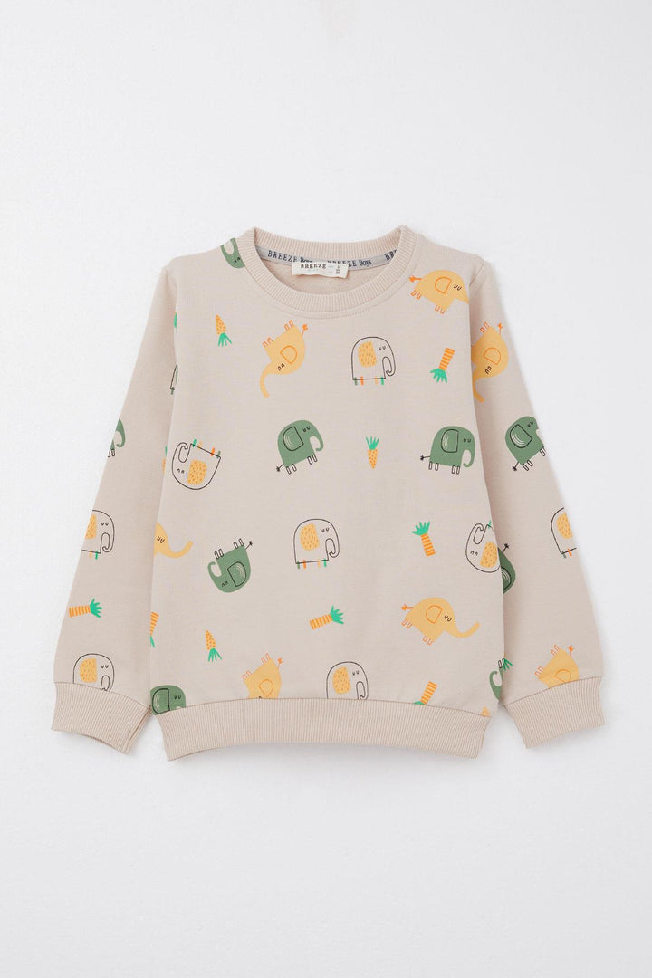 BRE Breeze Boys' Tracksuit Cute Elephant Patterned 1-4 Years, Beige - Zaragoza