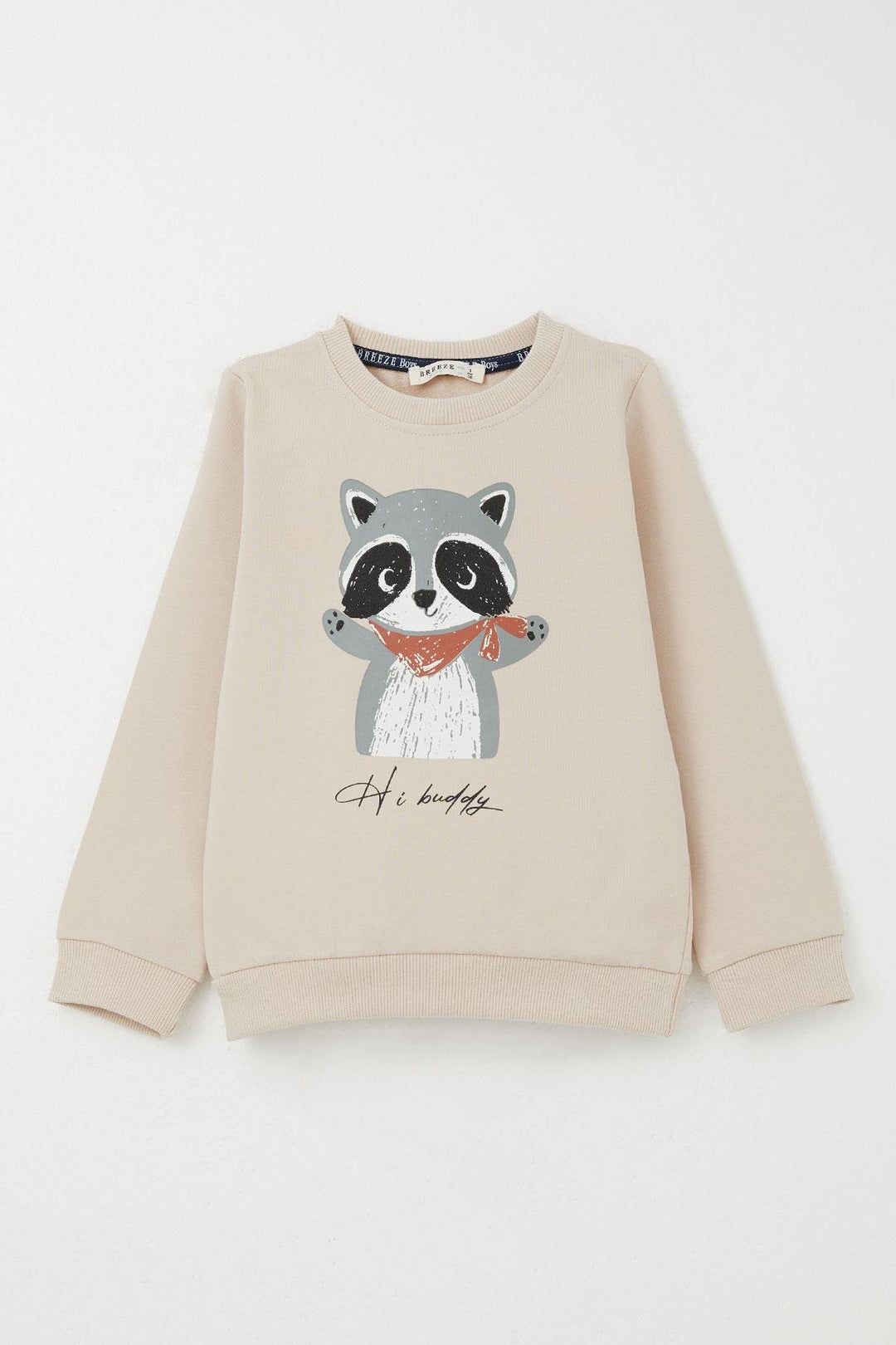 BRE Breeze Boys' Tracksuit Cute Raccoon Printed 1.5-5 Years, Beige - Sykiés