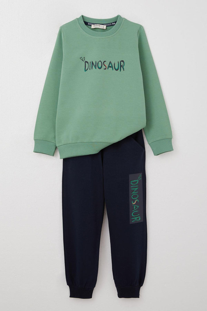 BRE Breeze Boys' Tracksuit Set with Fun Dinosaur Print on the Back, 3-8 Years, Mint Green. - Highland