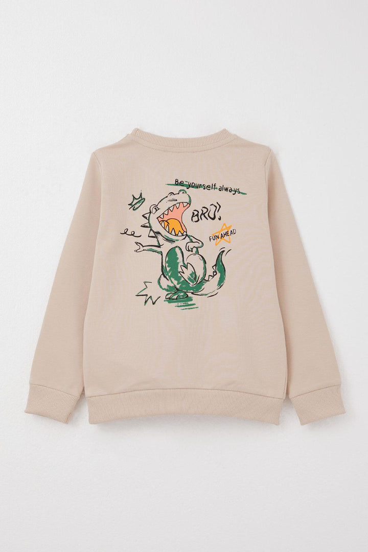 BRE Breeze Boys' Tracksuit with Fun Dinosaur Print on the Back, 3-8 Years, Beige - Castellammare di Stabia