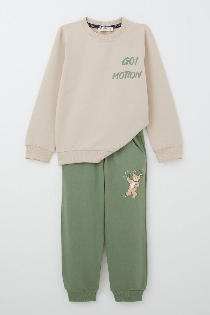 BRE Breeze Boys' Tracksuit with Fun Bear Print on the Back, 1-4 Years, Beige - Kremenchuk