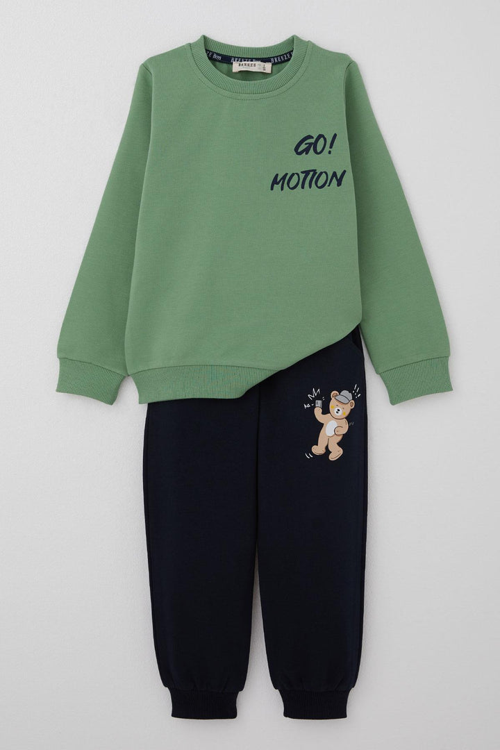 BRE Breeze Erkek Çocuk Eşofman Takım Sırt Kısmı Eğlenceli Ayıcık Baskılı 1-4 Yaş, Mint Yeşili - Boadilla del Monte