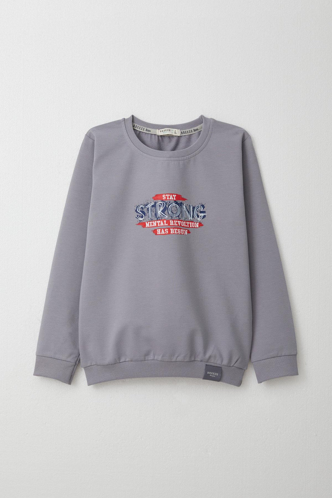 BRE Breeze Boys' Tracksuit Set Slogan Themed Printed with Writing 4-8 Years, Grey - Linz