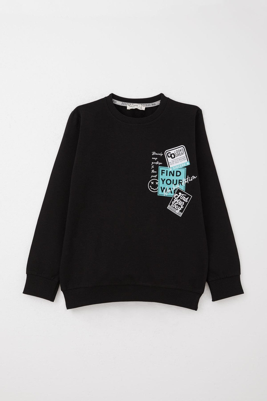 BRE Breeze Boys' Tracksuit Set Slogan Themed Printed with Writing 62 Years, Black - San Angelo