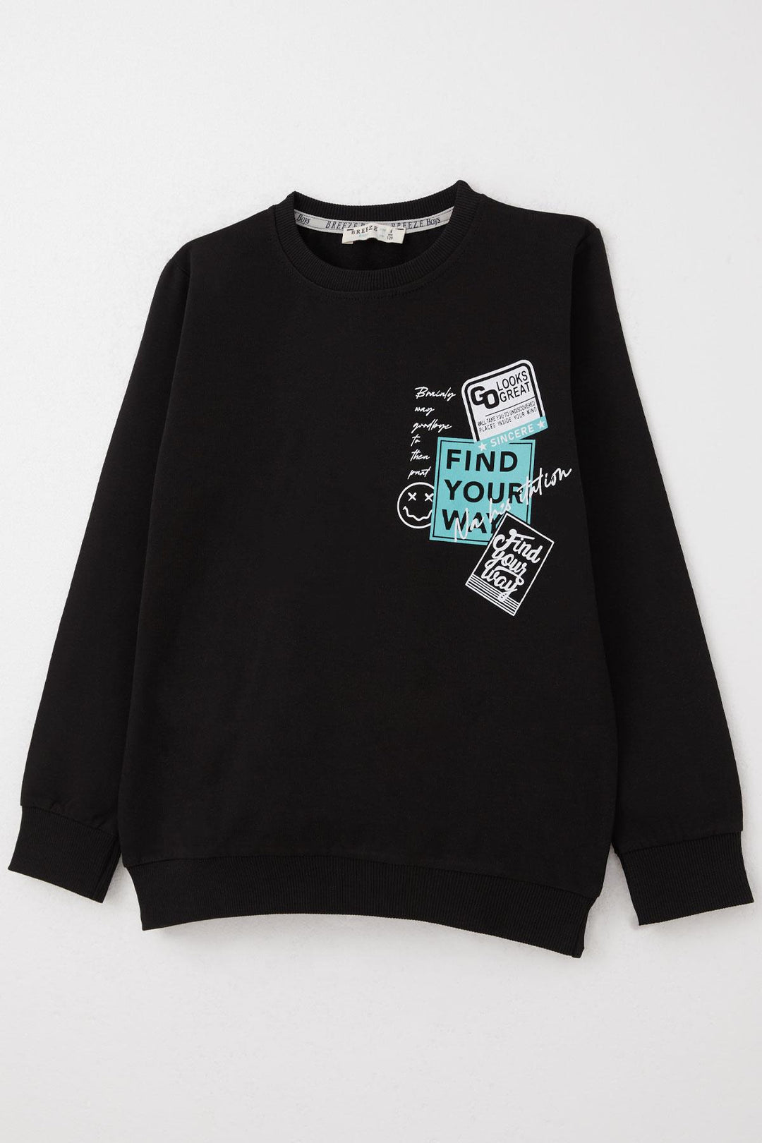 BRE Breeze Boys' Tracksuit Set Slogan Themed Printed with Writing 62 Years, Black - San Angelo
