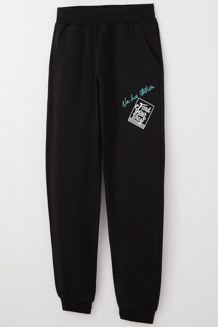 BRE Breeze Boys' Tracksuit Set Slogan Themed Printed with Writing 62 Years, Black - San Angelo