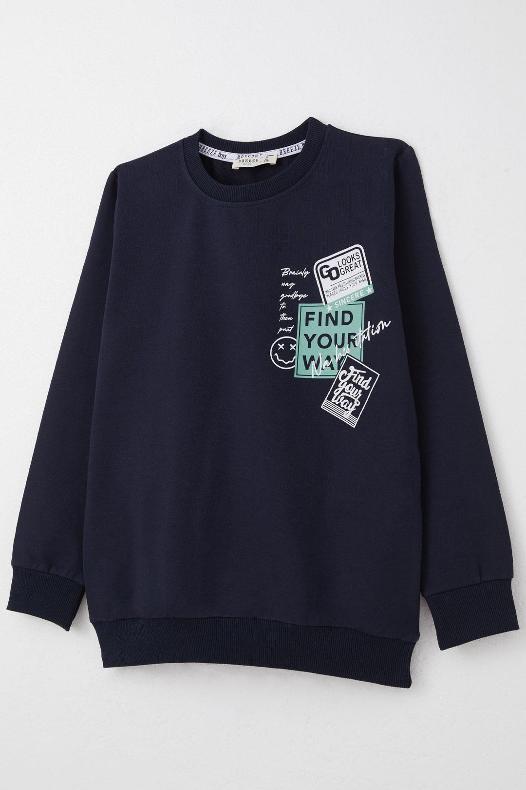 BRE Breeze Boys' Tracksuit Set Slogan Themed Printed with Writing 62 Years, Navy Blue - Beauvais