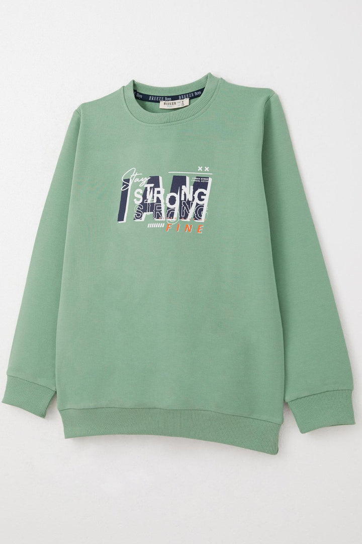 BRE Breeze Boys' Tracksuit Set Strong Printed with "Strong" Text, 62 Years, Mint Green. - Pico Rivera