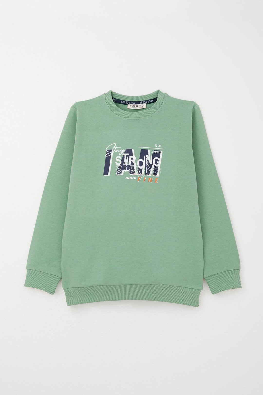 BRE Breeze Boys' Tracksuit Set Strong Printed with "Strong" Text, 62 Years, Mint Green. - Pico Rivera