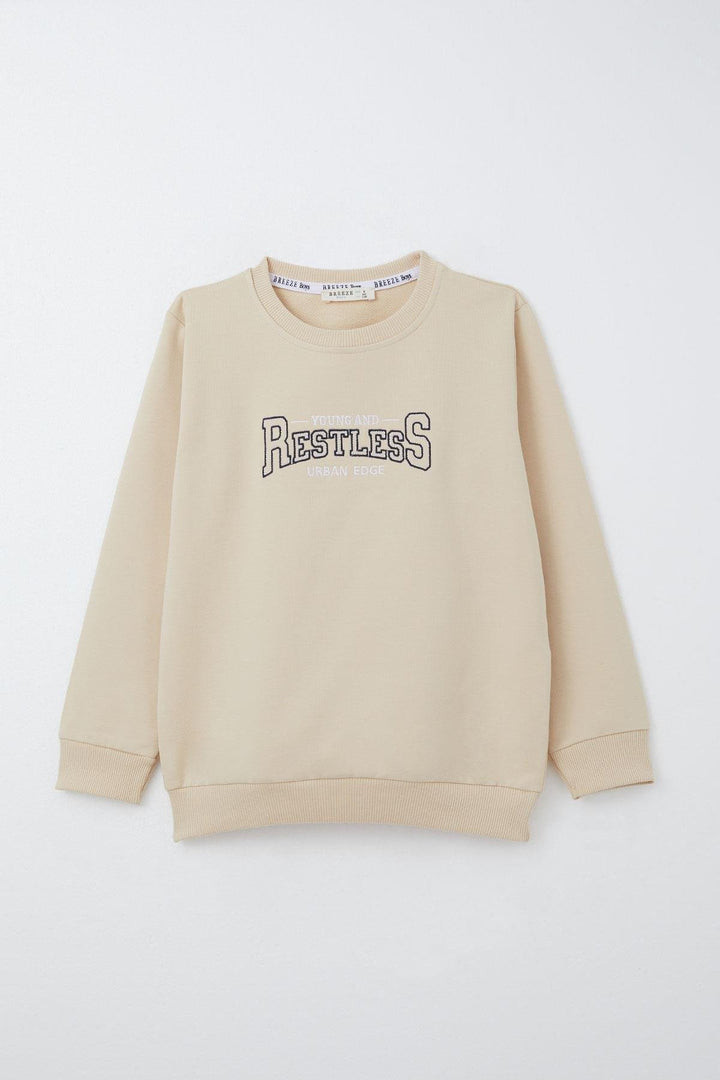 BRE Breeze Boys' Tracksuit with Printed Writing Pockets 50 Years, Beige - Livermore