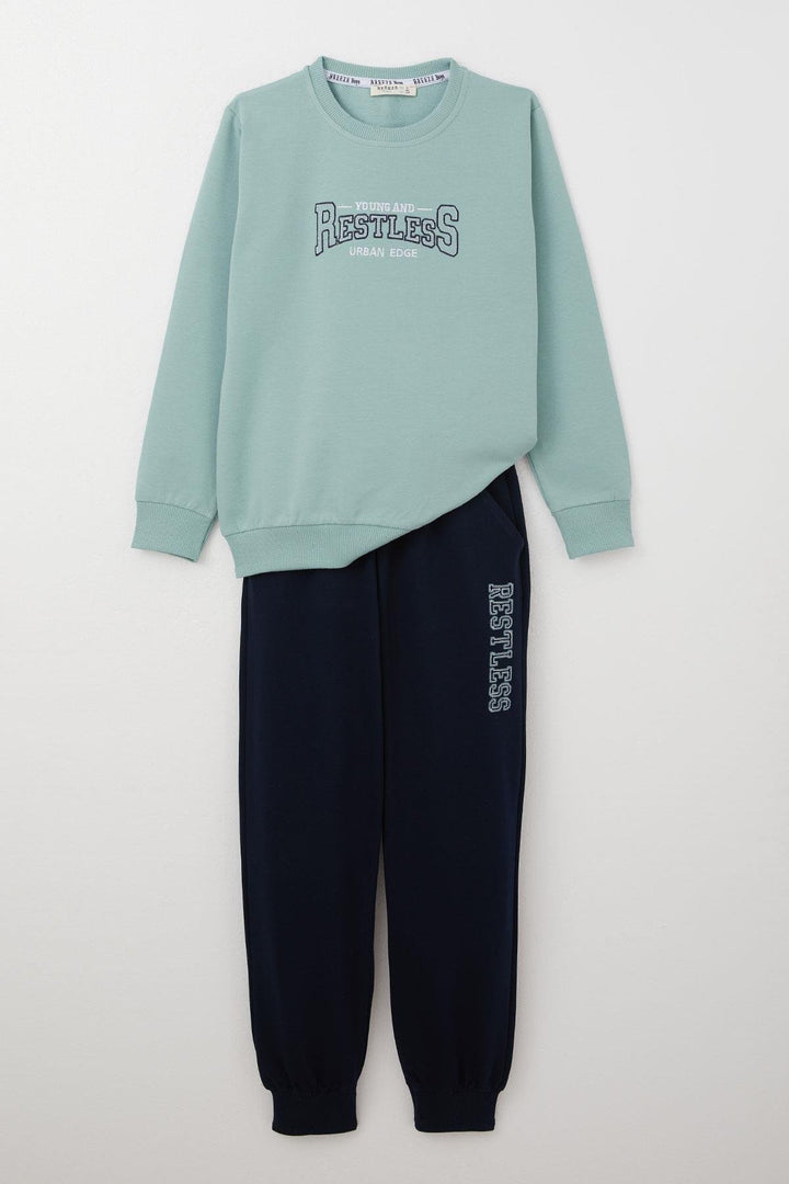 BRE Breeze Boys' Tracksuit with Printed Writing Pockets 50 Years, Aqua Green - Águilas