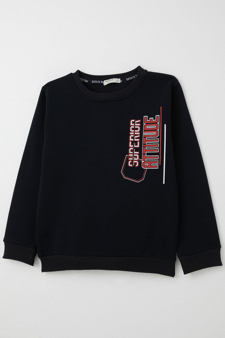 BRE Breeze Boys' Tracksuit with Printed Writing, Drawstring and Accessories, 4-8 Years, Navy Blue - Perth