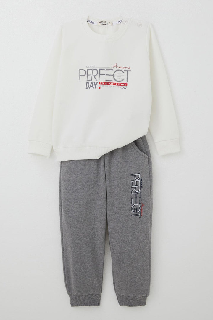 BRE Breeze Boys' Sweat Suit Set Printed with Writing 2-6 Years, Beige - Florence