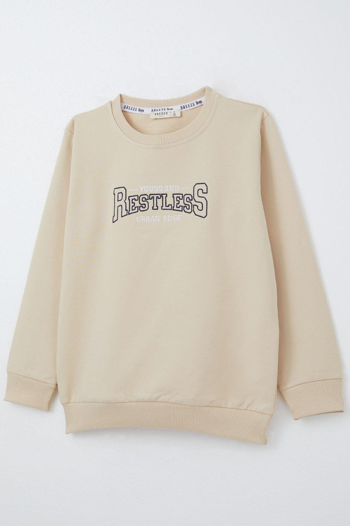 BRE Breeze Boys' Tracksuit with Printed Writing Pockets 50 Years, Beige - Livermore