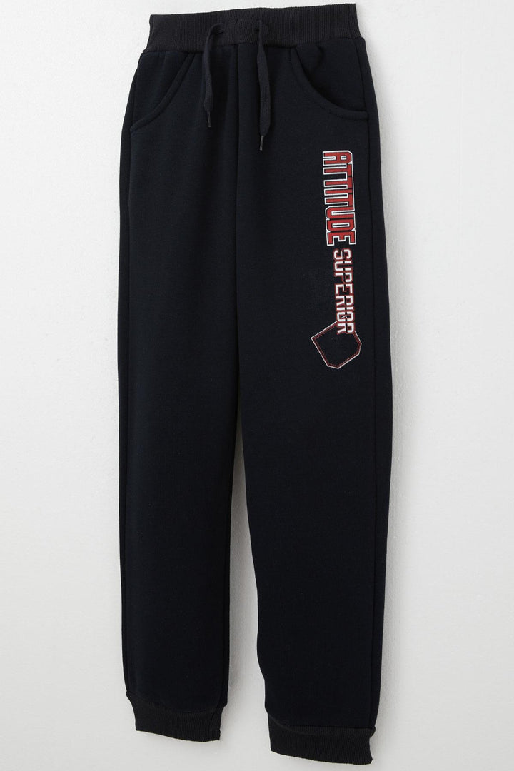 BRE Breeze Boys' Tracksuit with Printed Writing, Drawstring and Accessories, 4-8 Years, Navy Blue - Perth