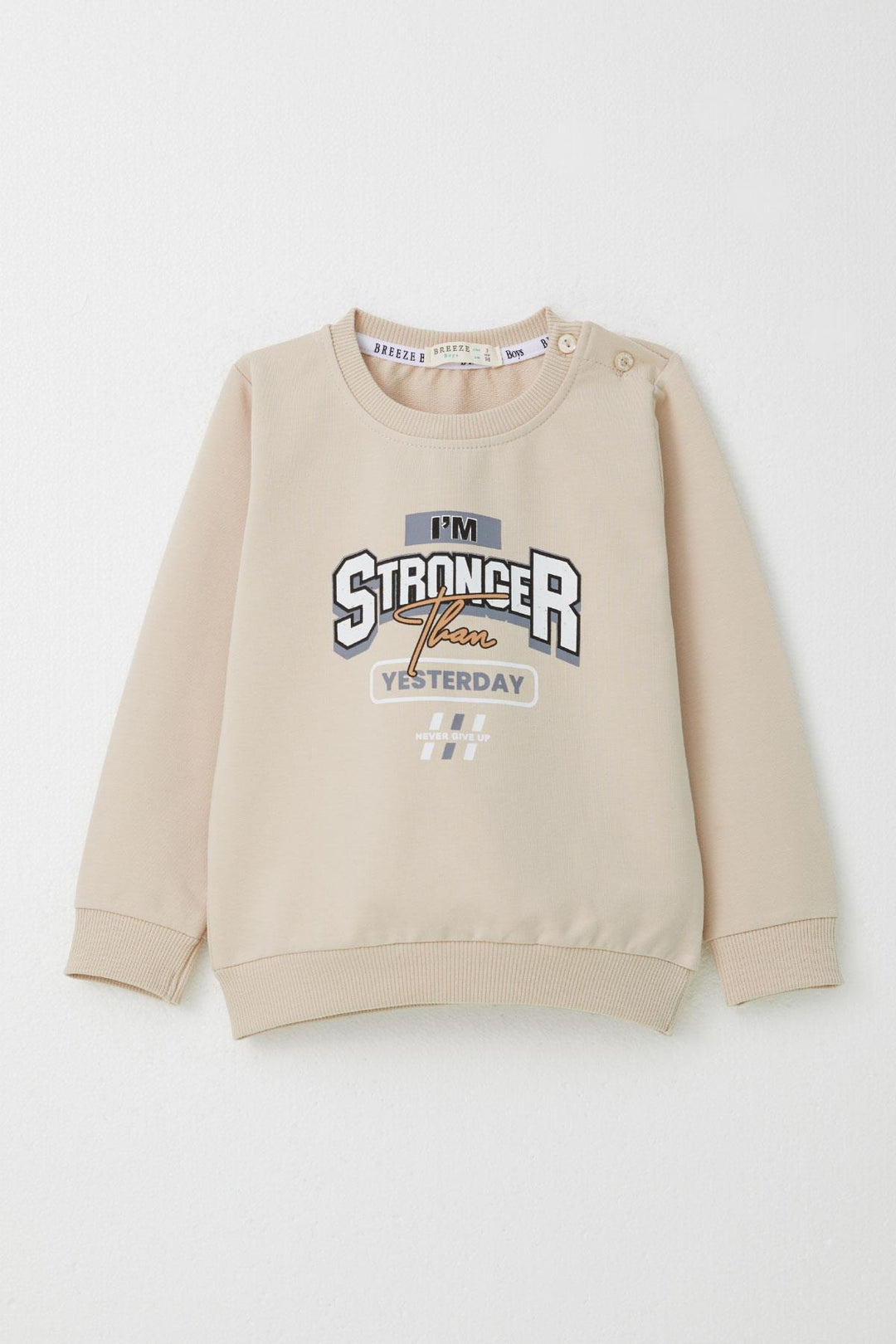 BRE Breeze Boys' Tracksuit with Printed Writing, 2-6 Years, Beige - Lakewood