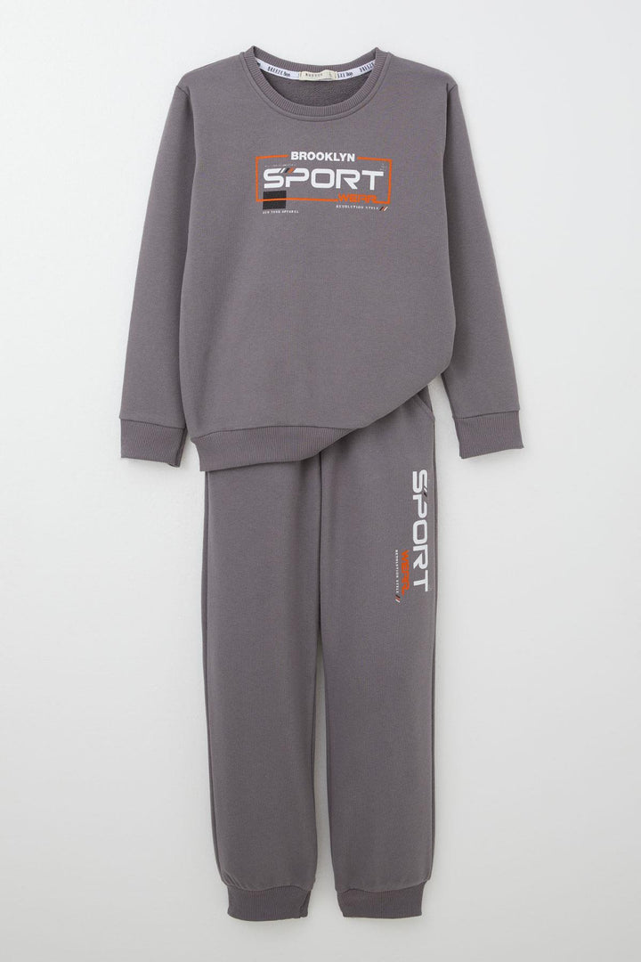 BRE Breeze Boys' Tracksuit with Printed Text and Lace Accessories, 84 Years, Mink - Miami Beach