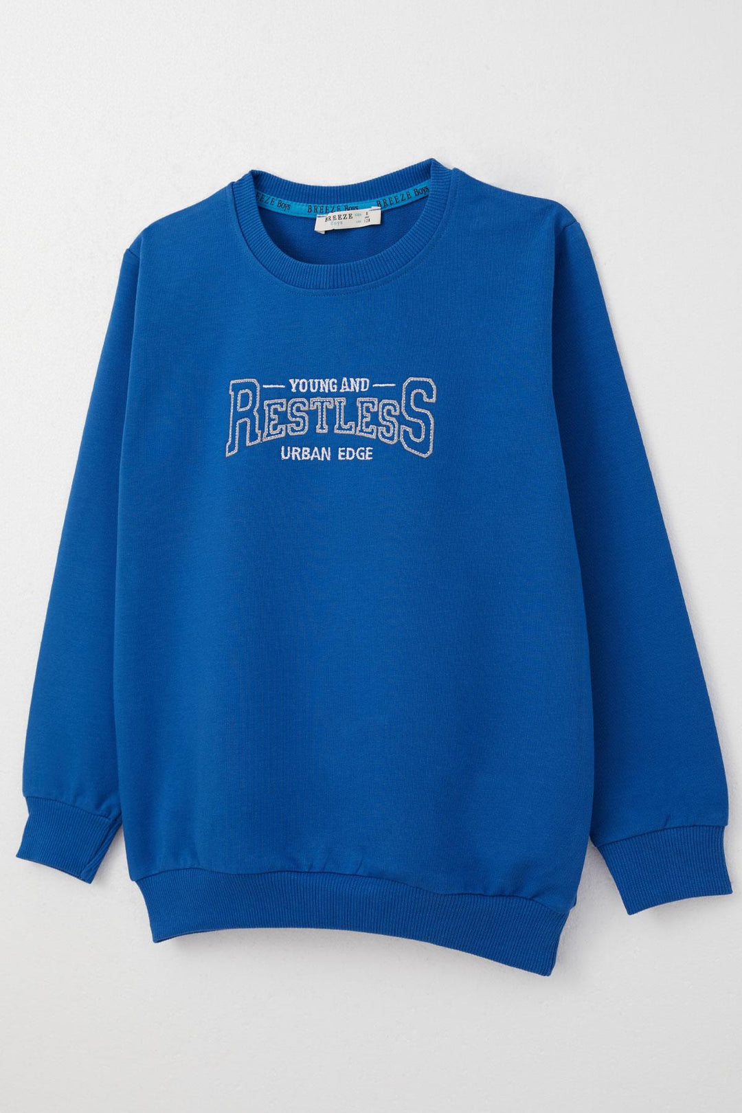 BRE Breeze Boys' Tracksuit with Printed Writing, Pocketed, 50 Years, Saxe Blue - Tuxtla