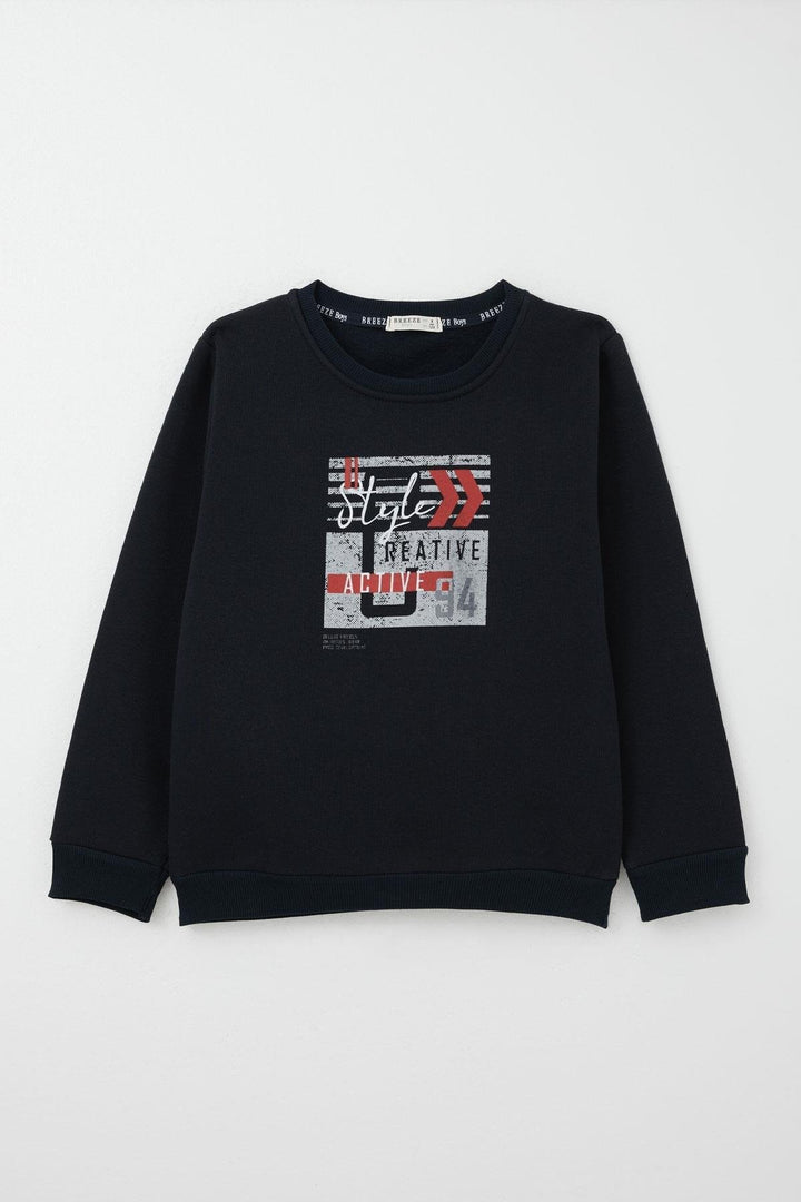 BRE Breeze Boys' Tracksuit with Printed Writing and Lace Accessories, 82 Years, Navy Blue - Loughborough