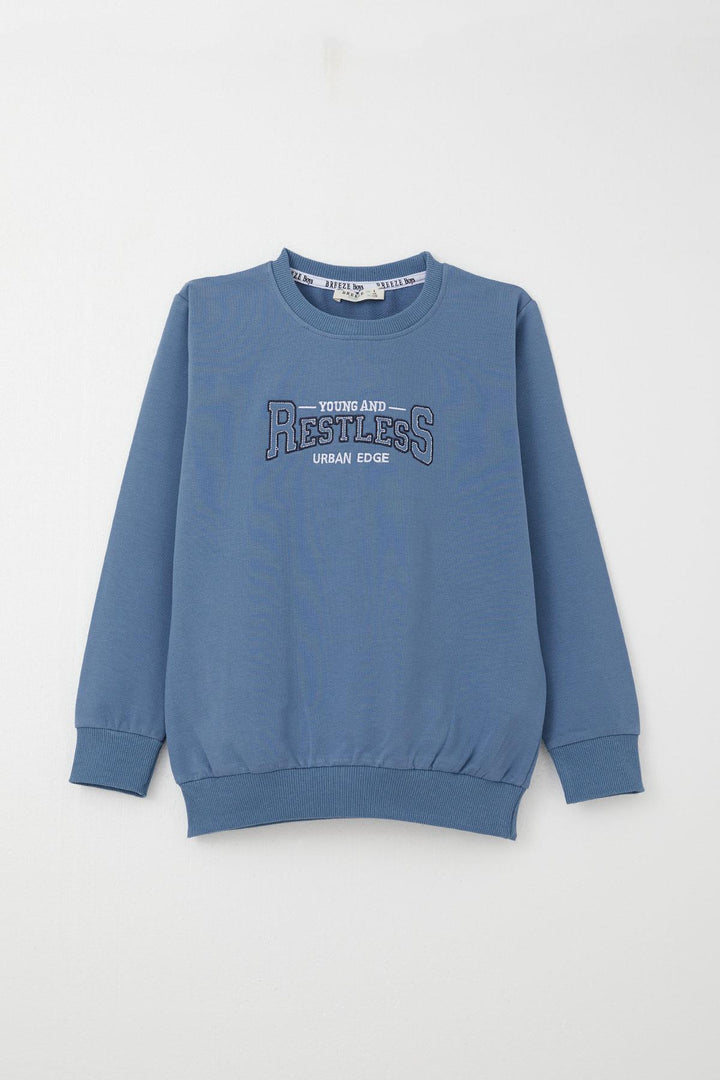 BRE Breeze Boys' Tracksuit with Printed Text Pockets 50 Years, Indigo - Argenteuil