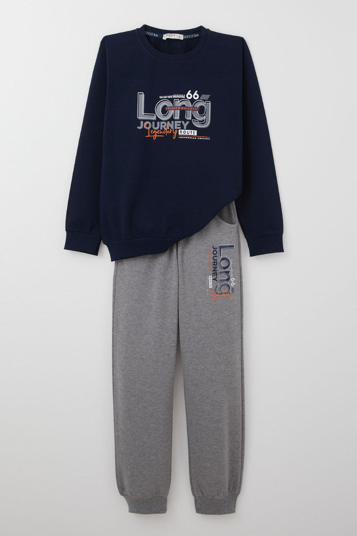 BRE Breeze Boys' Tracksuit with Printed Pockets, 4-8 Years, Navy Blue - Rancho Cucamonga