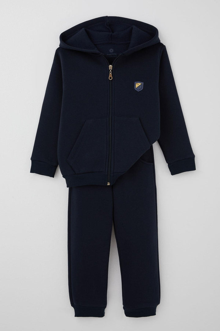 BRE Breeze Erkek Çocuk Eşofman Takımı Arma Detaylı Kapüşonlu Fermuarlı 2-8 Yaş, Lacivert - Salzburg