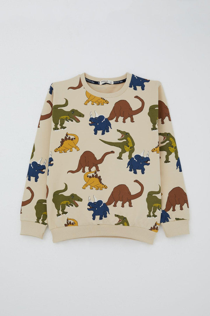 BRE Breeze Erkek Çocuk Eşofman Takım Dinozorlar Alemi Desenli 4-8 Yaş, Bej - Albi