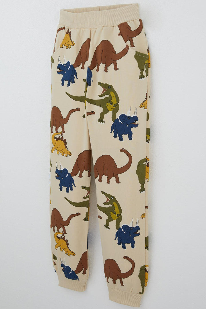 BRE Breeze Erkek Çocuk Eşofman Takım Dinozorlar Alemi Desenli 4-8 Yaş, Bej - Albi