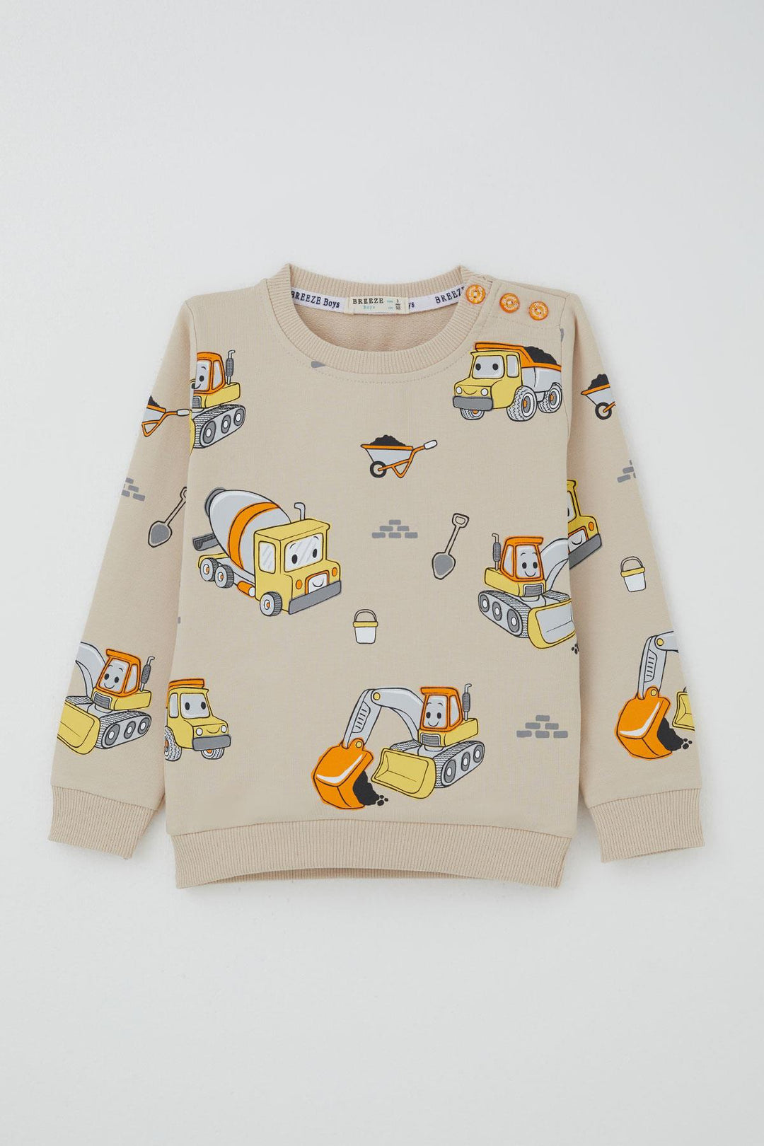 BRE Breeze Boys' Tracksuit Little Operator Hardworking Construction Machinery 1-4 Years, Beige - Acerra