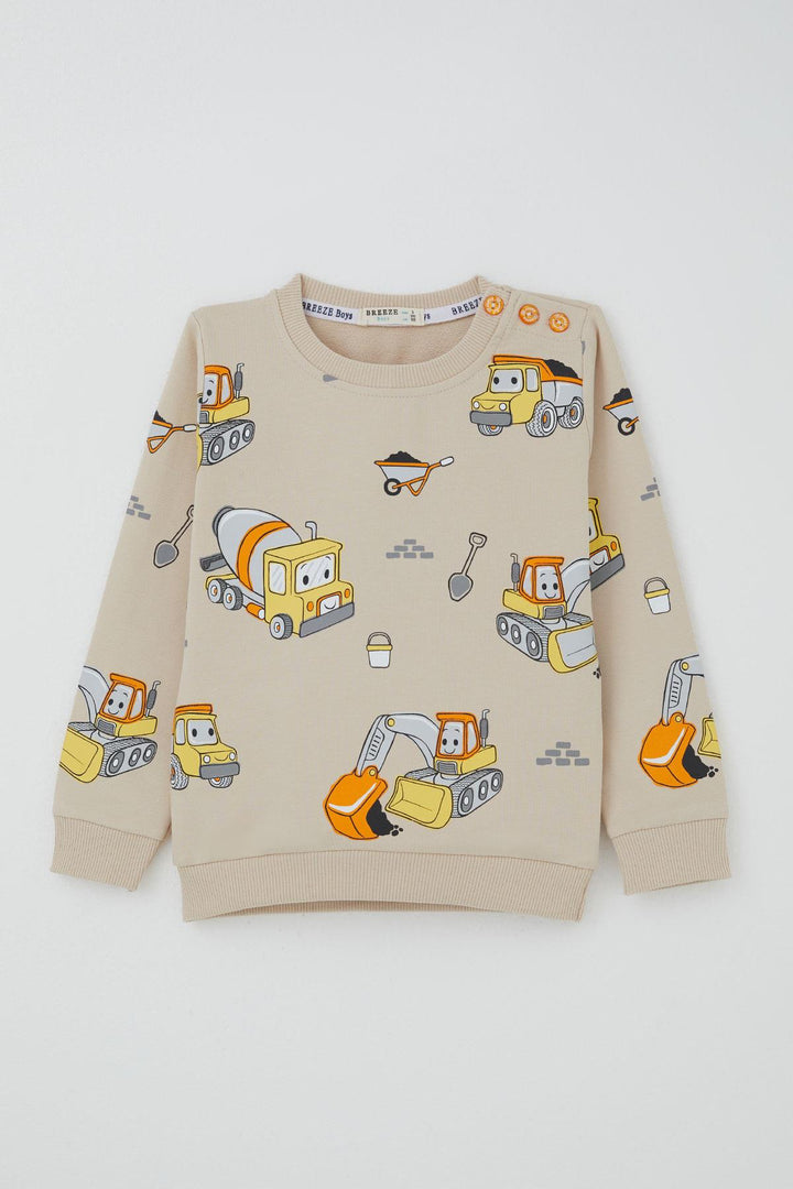 BRE Breeze Boys' Tracksuit Little Operator Hardworking Construction Machinery 1-4 Years, Beige - Acerra