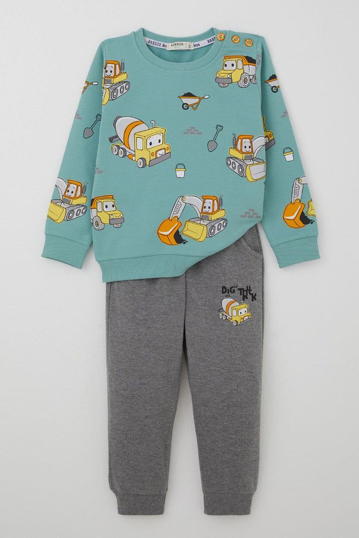 BRE Breeze Boys' Tracksuit Little Operator Hardworking Construction Machinery 1-4 Years, Aqua Green - Abilene