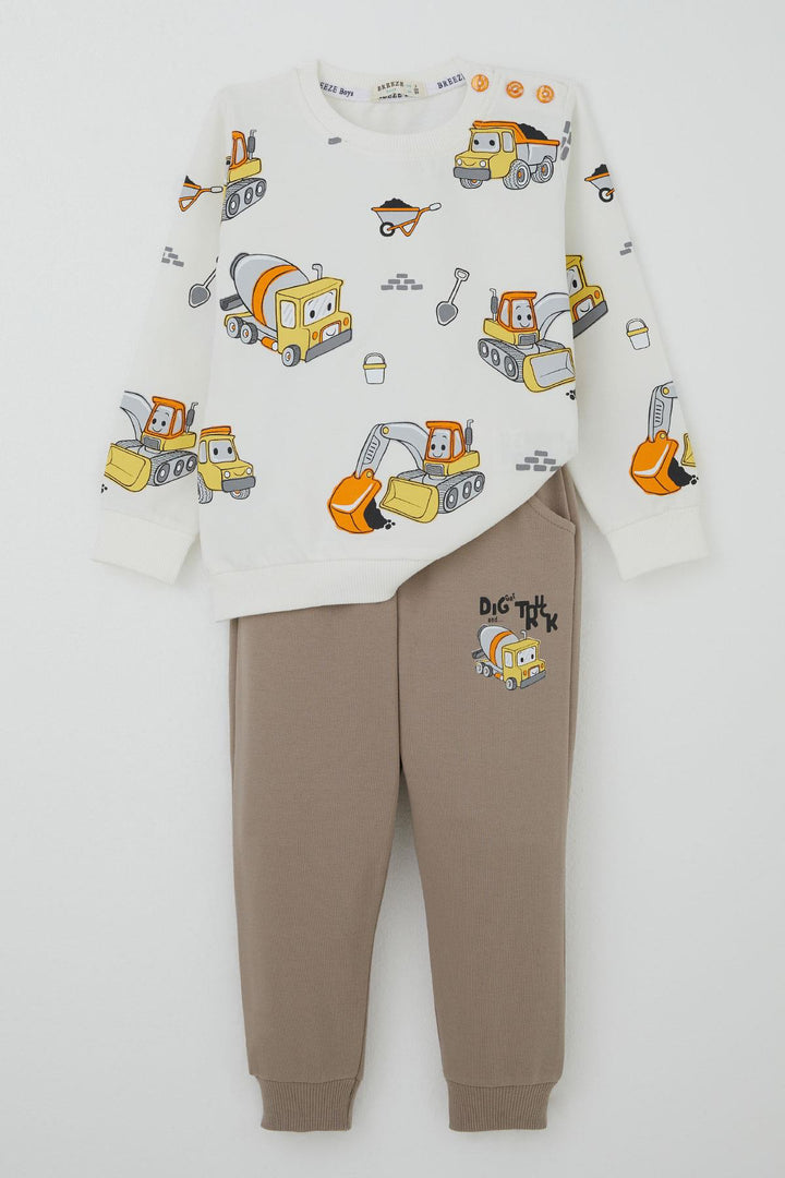 BRE Breeze Erkek Çocuk Eşofman Takımı Küçük Operatör Çalışkan İş Makineleri 1-4 Yaş, Ekru - Camberley