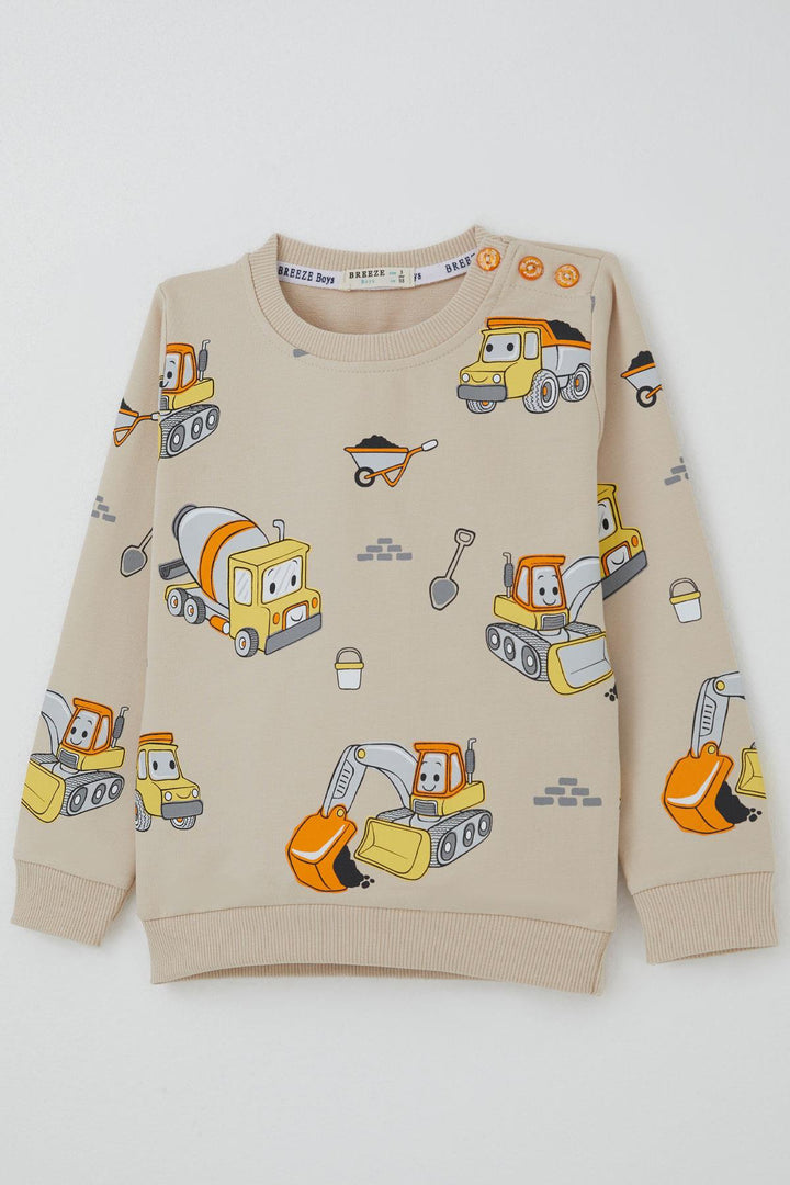 BRE Breeze Boys' Tracksuit Little Operator Hardworking Construction Machinery 1-4 Years, Beige - Acerra