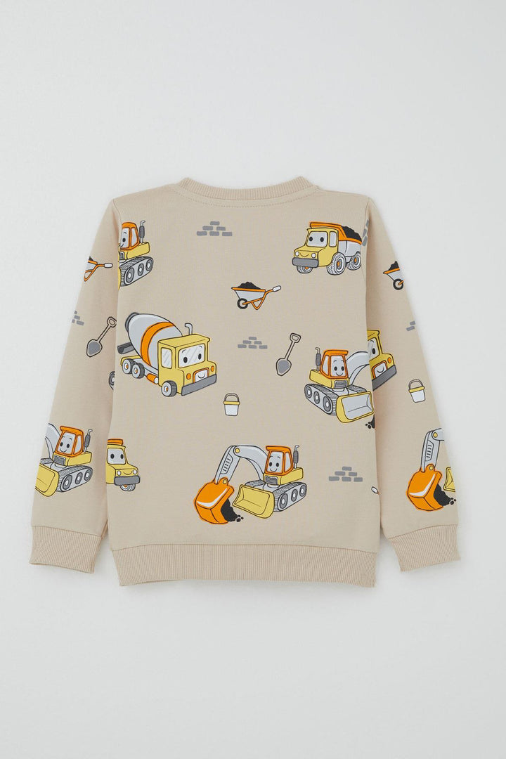 BRE Breeze Boys' Tracksuit Little Operator Hardworking Construction Machinery 1-4 Years, Beige - Acerra