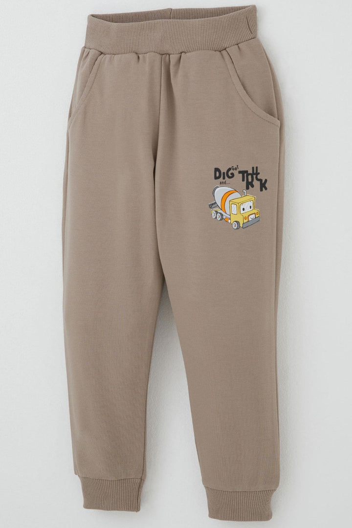 BRE Breeze Boys' Tracksuit Little Operator Hardworking Construction Machinery 1-4 Years, Beige - Acerra