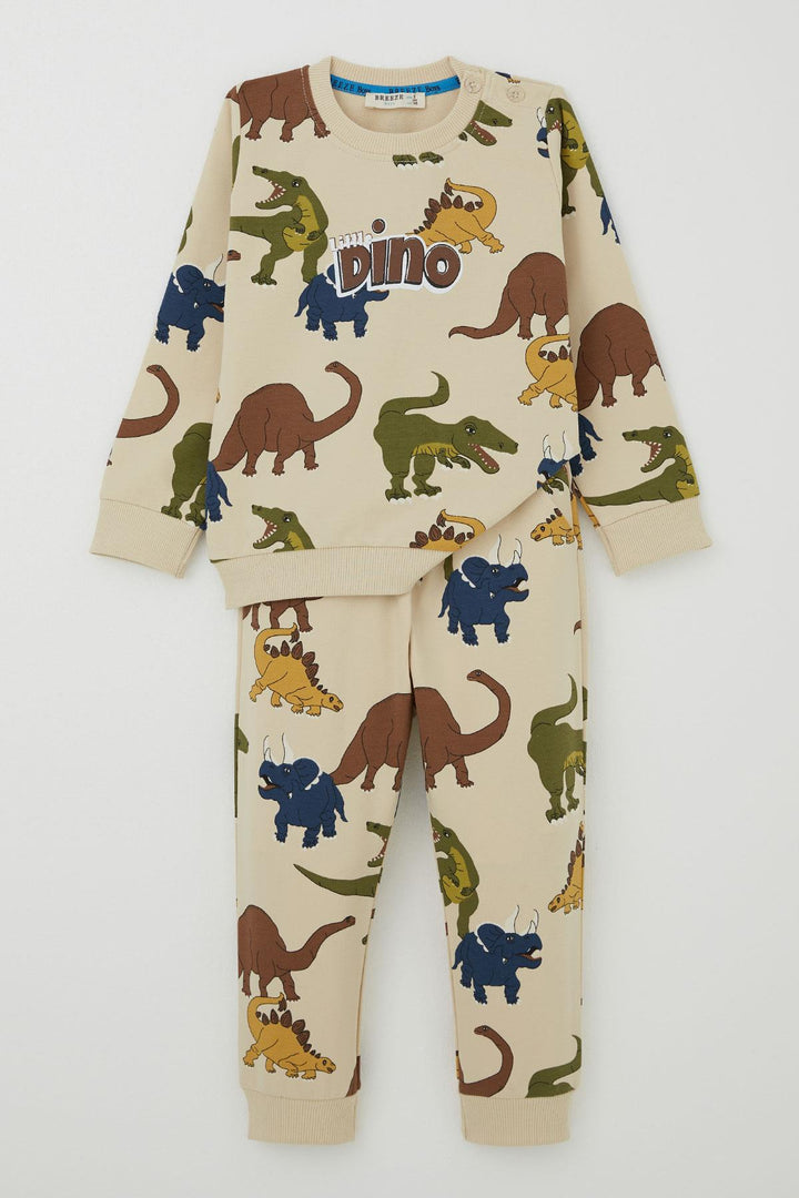 BRE Breeze Erkek Çocuk Eşofman Takımı Kükreyen Dinozorlar Desenli 1.5-5 Yaş, Krem - Royal Tunbridge Wells