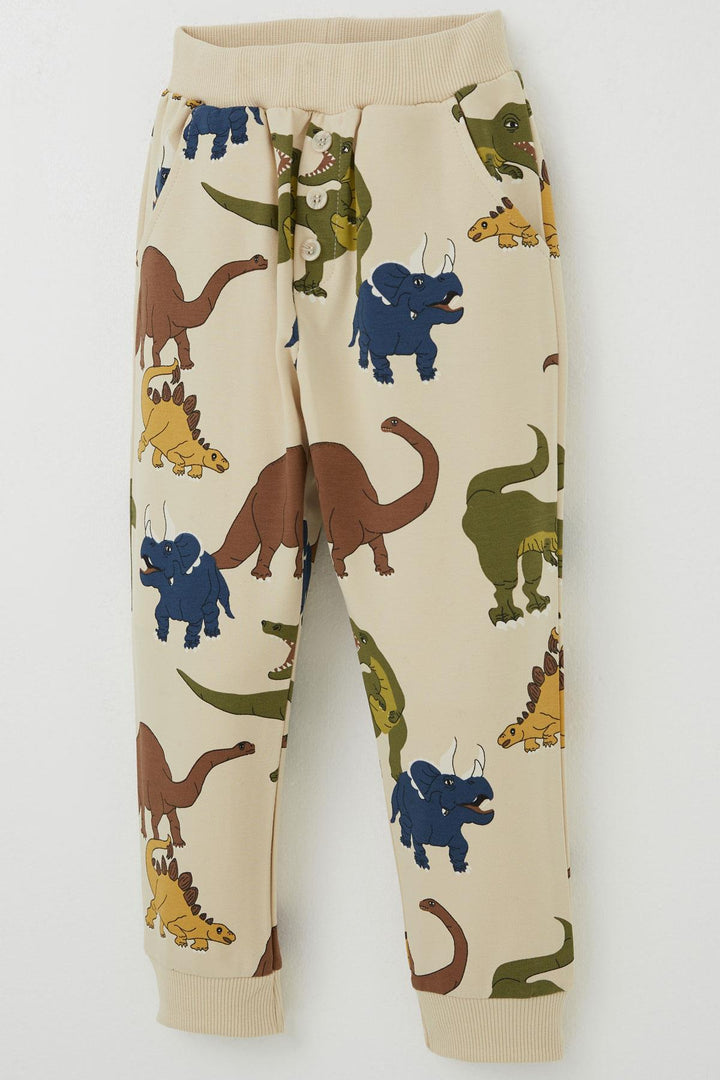 BRE Breeze Erkek Çocuk Eşofman Takımı Kükreyen Dinozorlar Desenli 1.5-5 Yaş, Krem - Royal Tunbridge Wells