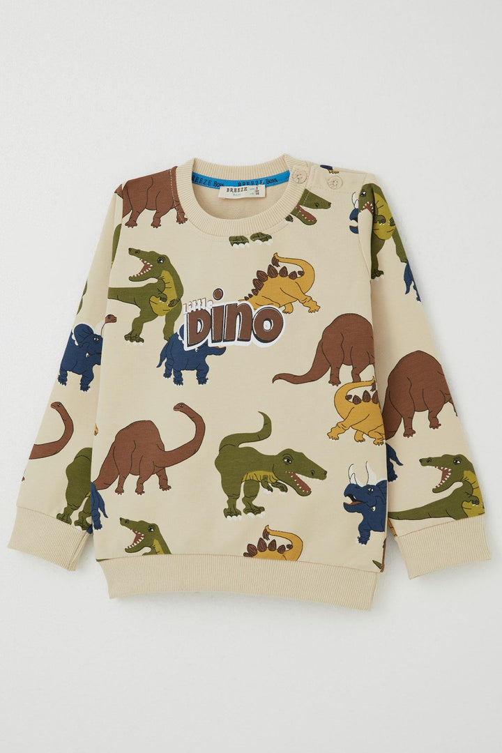 BRE Breeze Erkek Çocuk Eşofman Takımı Kükreyen Dinozorlar Desenli 1.5-5 Yaş, Krem - Royal Tunbridge Wells