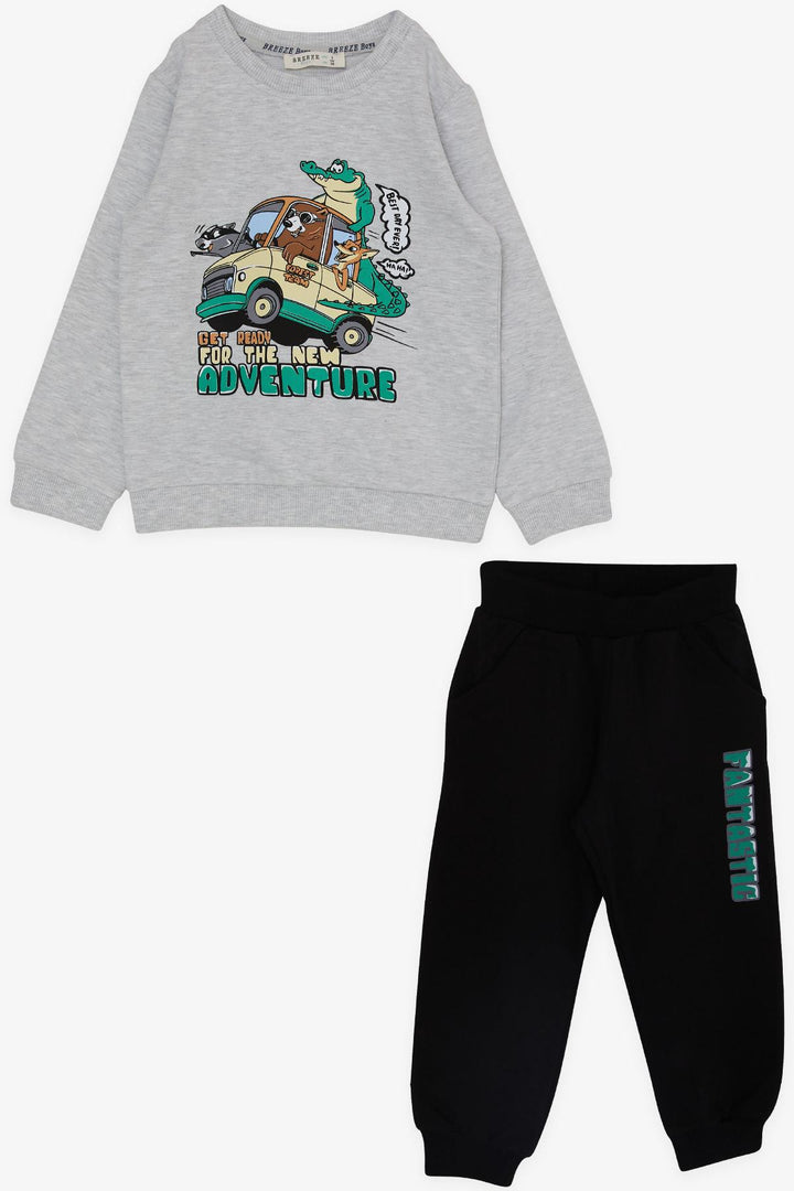 BRE Breeze Girls & Boys Boys' Tracksuit Adventurous Animals Printed 1.5-5 Years, Light Grey Melange - Eisenach