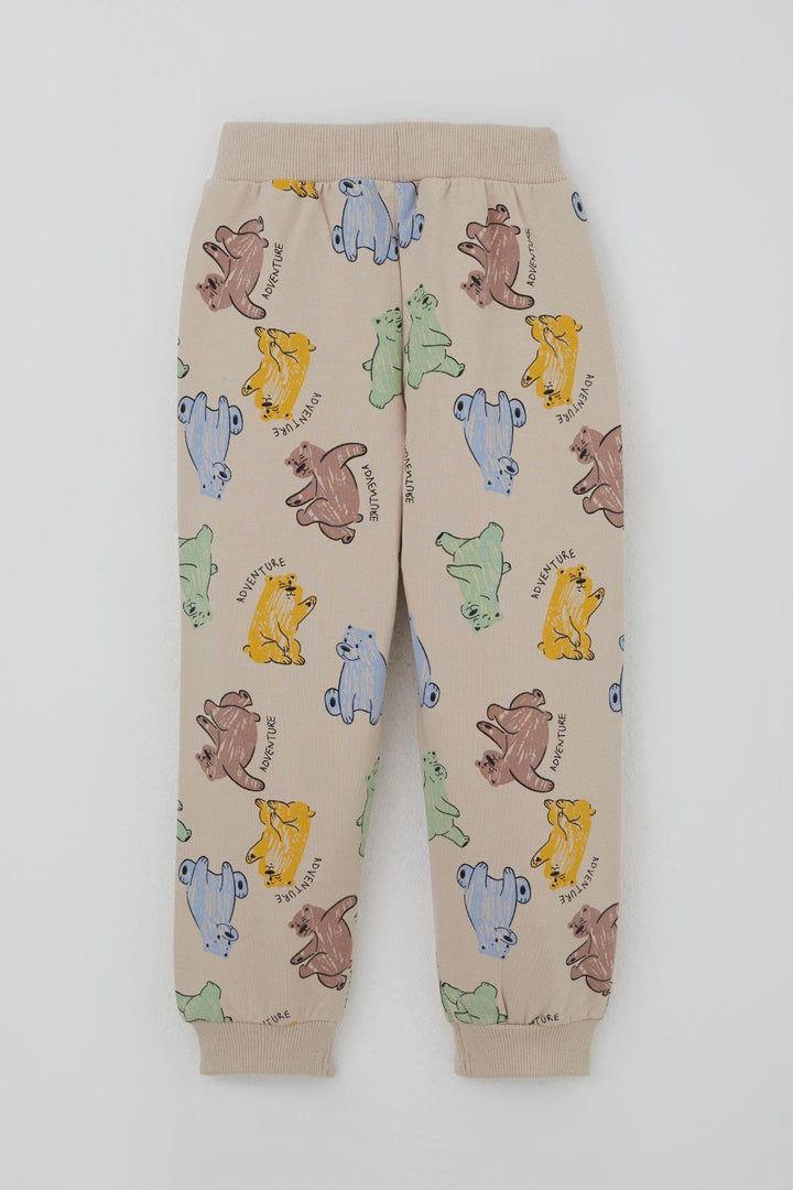 BRE Breeze Boys' Sweat Suit Motivation Themed Cute Bear Patterned 1.5-5 Years, Beige - Siena