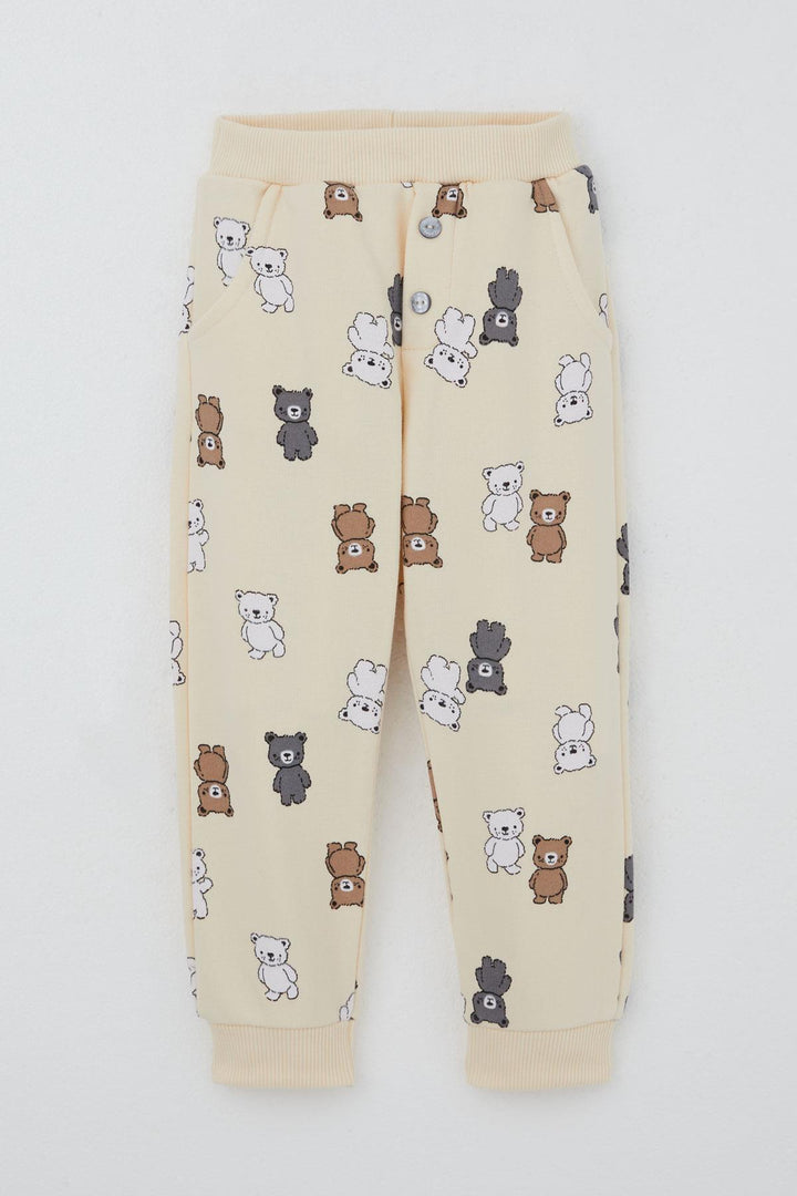 BRE Breeze Boys' Sweat Suit Cute Bear Patterned 1-4 Years, Cream - Villach