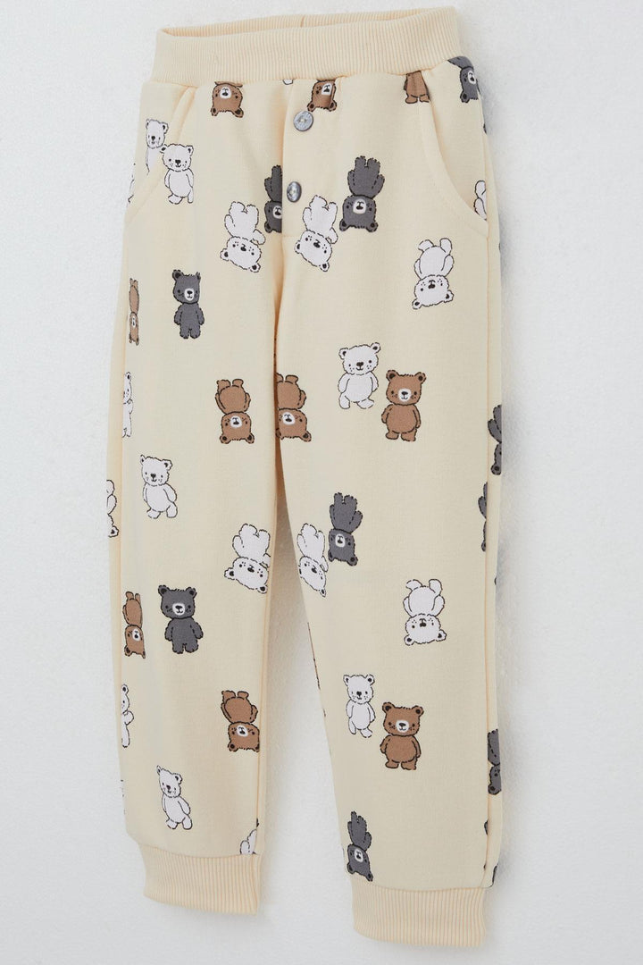 BRE Breeze Boys' Tracksuit with Cute Bear Pattern, 1-4 Years, Cream - St. Paul